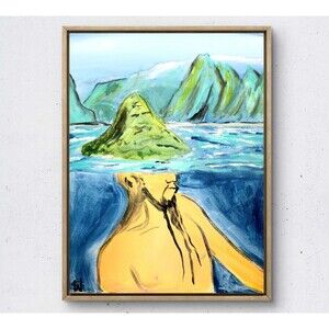 WS original china mans hat painting14X11 canvas acrylic abstract modern wall art